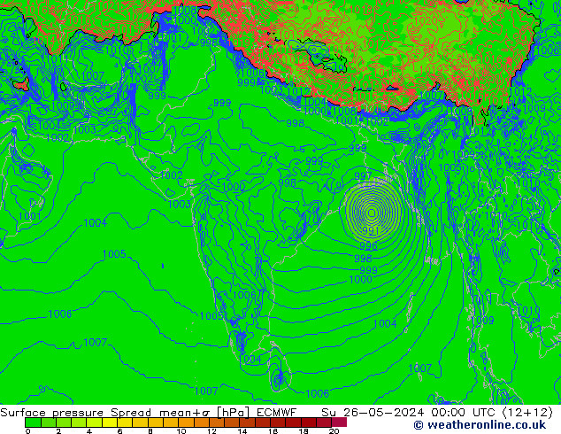 Surface pressure Spread ECMWF Su 26.05.2024 00 UTC