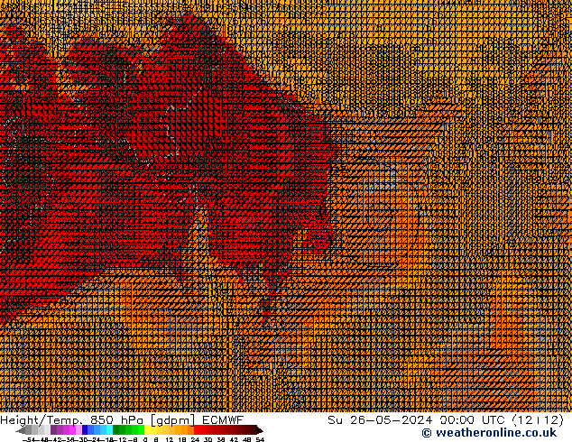 Height/Temp. 850 hPa ECMWF Su 26.05.2024 00 UTC