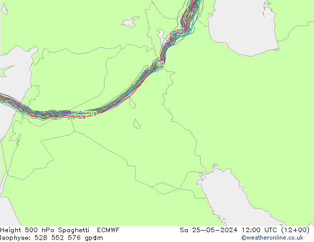 Height 500 hPa Spaghetti ECMWF So 25.05.2024 12 UTC