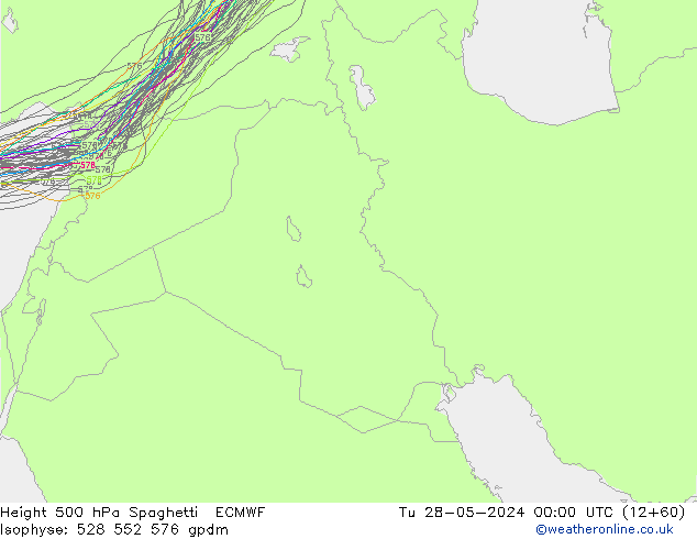 Height 500 hPa Spaghetti ECMWF  28.05.2024 00 UTC