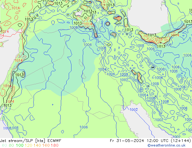 Jet stream/SLP ECMWF Fr 31.05.2024 12 UTC