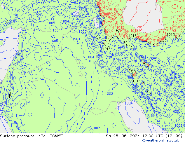 Atmosférický tlak ECMWF So 25.05.2024 12 UTC