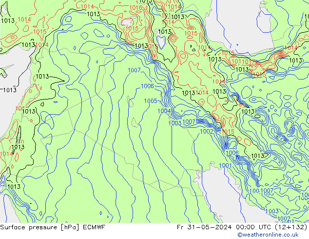 Bodendruck ECMWF Fr 31.05.2024 00 UTC