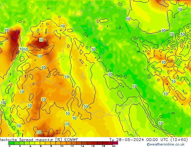 Isotachs Spread ECMWF mar 28.05.2024 00 UTC