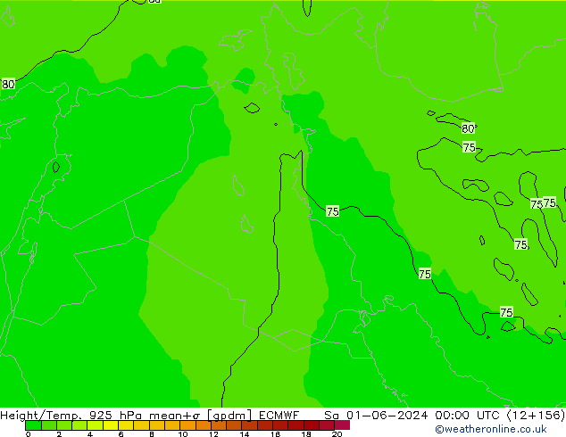 Height/Temp. 925 hPa ECMWF So 01.06.2024 00 UTC