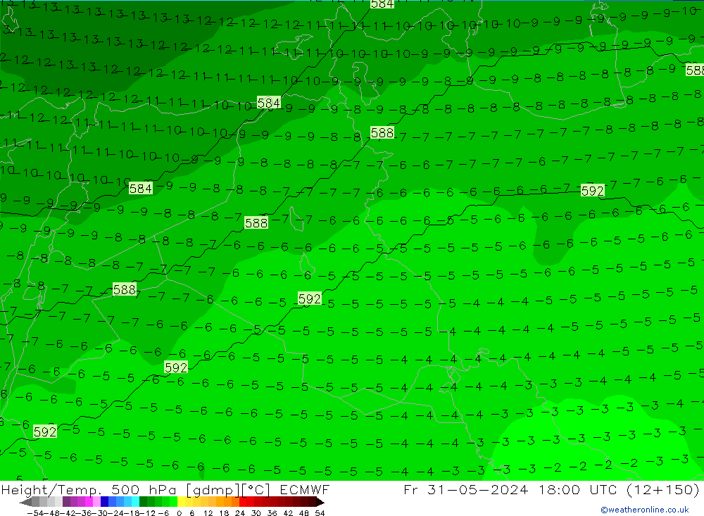 Height/Temp. 500 гПа ECMWF пт 31.05.2024 18 UTC