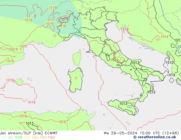 Corrente a getto ECMWF mer 29.05.2024 12 UTC