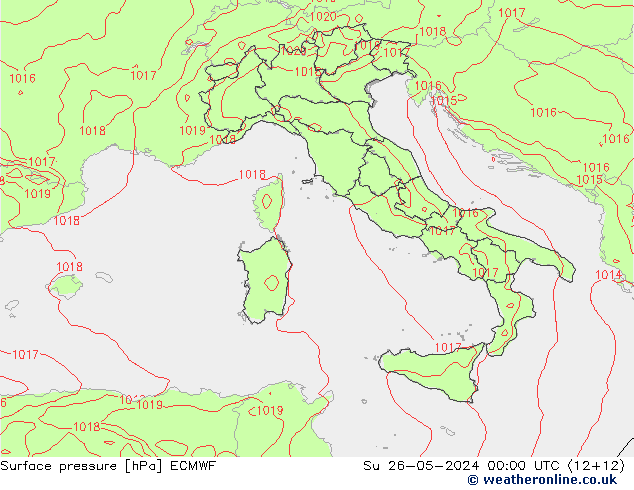 Surface pressure ECMWF Su 26.05.2024 00 UTC