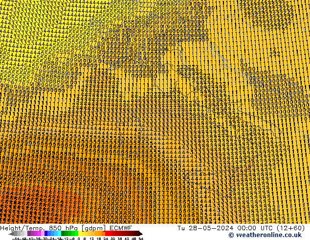 Height/Temp. 850 hPa ECMWF Tu 28.05.2024 00 UTC