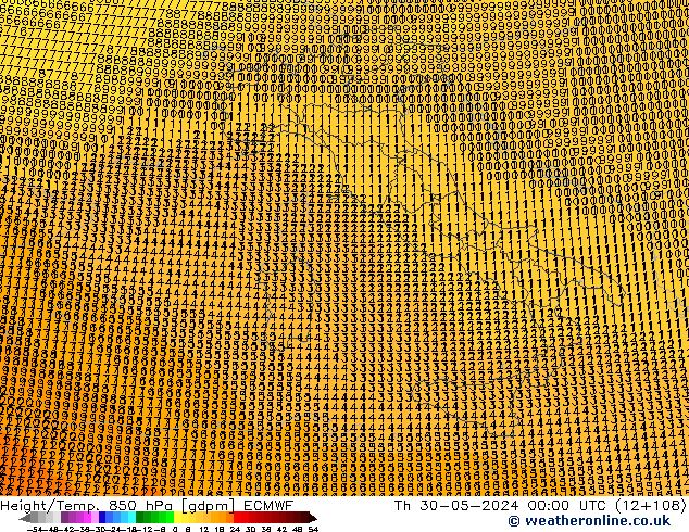 Height/Temp. 850 hPa ECMWF Do 30.05.2024 00 UTC