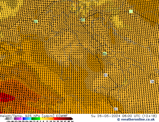 Height/Temp. 925 hPa ECMWF Su 26.05.2024 06 UTC