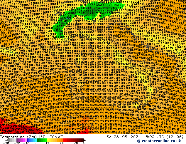 Temperatura (2m) ECMWF sab 25.05.2024 18 UTC