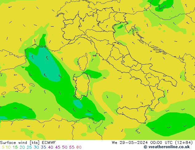 Vent 10 m ECMWF mer 29.05.2024 00 UTC