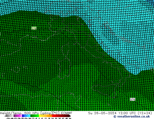 Géop./Temp. 500 hPa ECMWF dim 26.05.2024 12 UTC