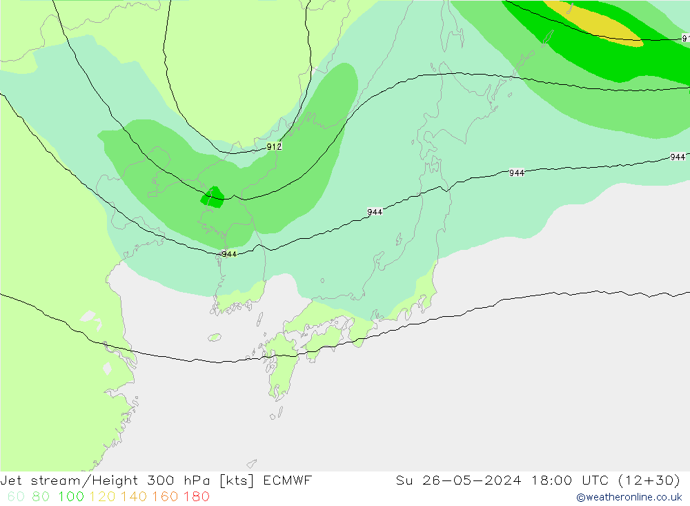 Jet stream/Height 300 hPa ECMWF Su 26.05.2024 18 UTC