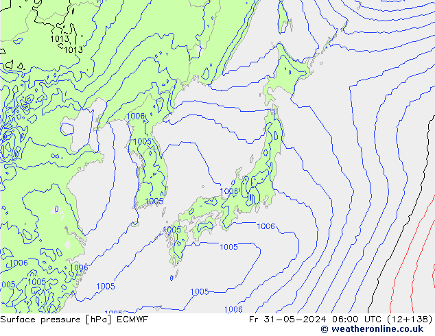 Surface pressure ECMWF Fr 31.05.2024 06 UTC