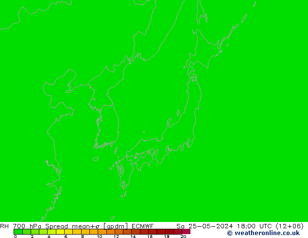 RH 700 hPa Spread ECMWF  25.05.2024 18 UTC