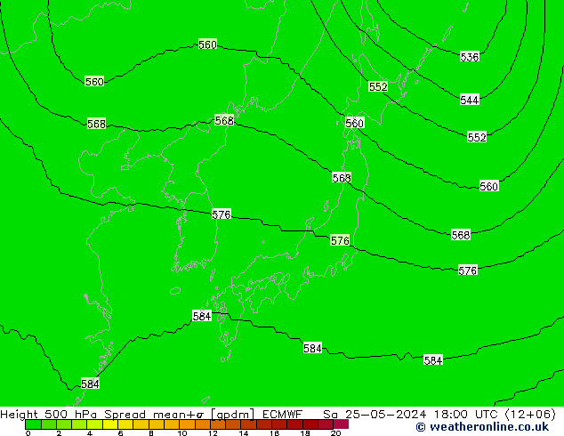 Height 500 hPa Spread ECMWF So 25.05.2024 18 UTC