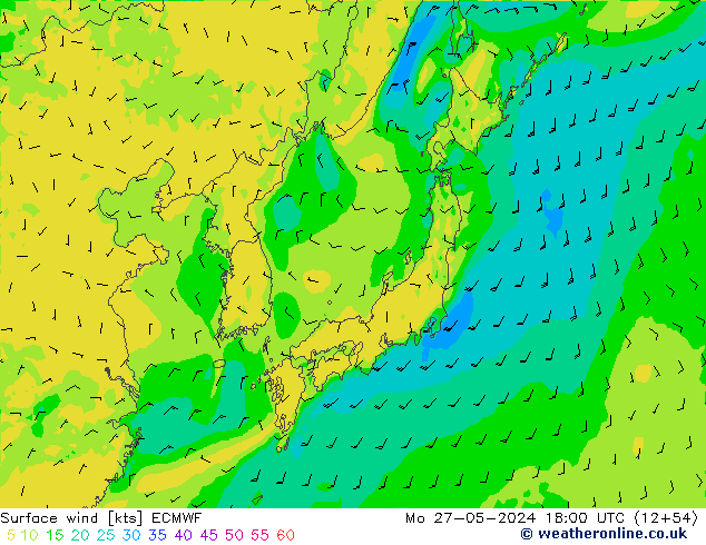 Surface wind ECMWF Mo 27.05.2024 18 UTC