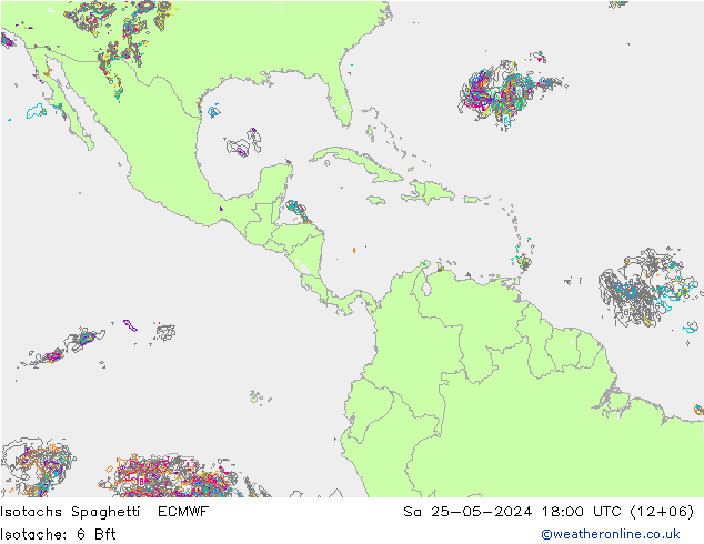 Isotachs Spaghetti ECMWF sab 25.05.2024 18 UTC