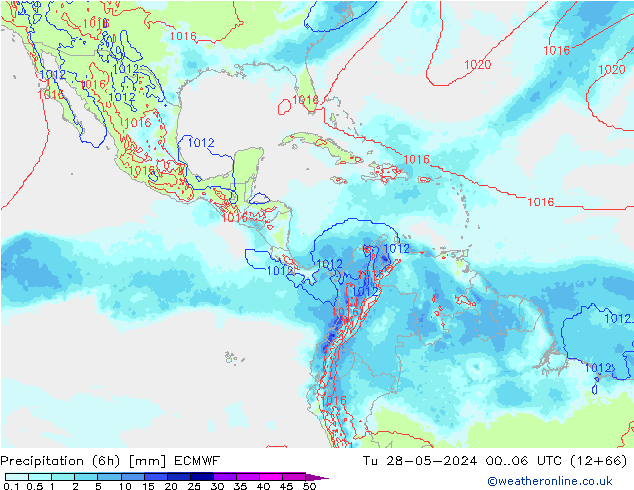 Precipitation (6h) ECMWF Tu 28.05.2024 06 UTC