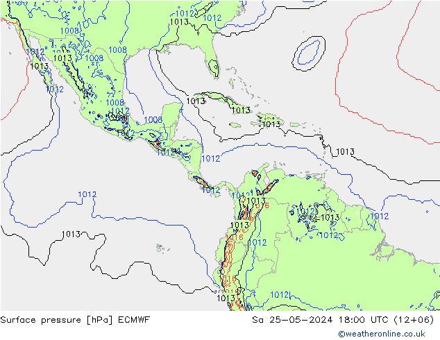 pressão do solo ECMWF Sáb 25.05.2024 18 UTC