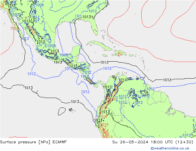 pressão do solo ECMWF Dom 26.05.2024 18 UTC