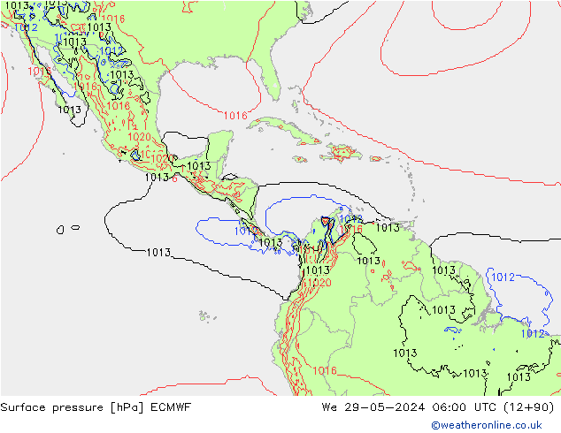 Atmosférický tlak ECMWF St 29.05.2024 06 UTC