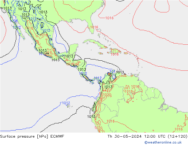 pressão do solo ECMWF Qui 30.05.2024 12 UTC