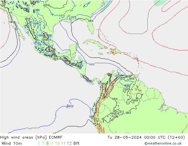 High wind areas ECMWF Ter 28.05.2024 00 UTC