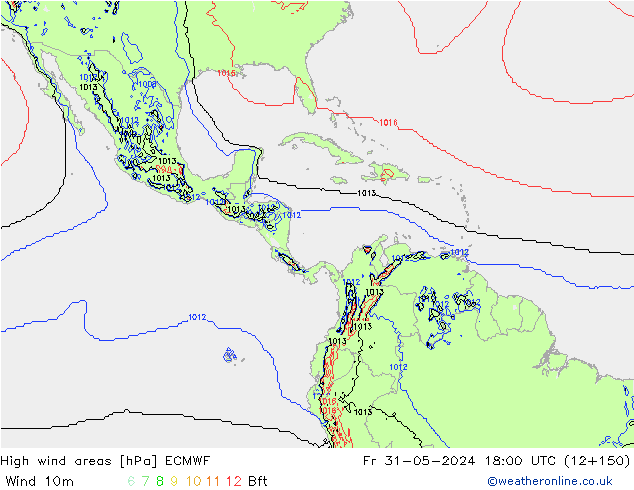 High wind areas ECMWF ven 31.05.2024 18 UTC