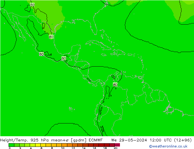 Height/Temp. 925 hPa ECMWF St 29.05.2024 12 UTC