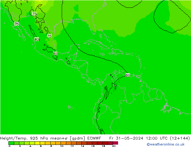 Height/Temp. 925 hPa ECMWF Fr 31.05.2024 12 UTC