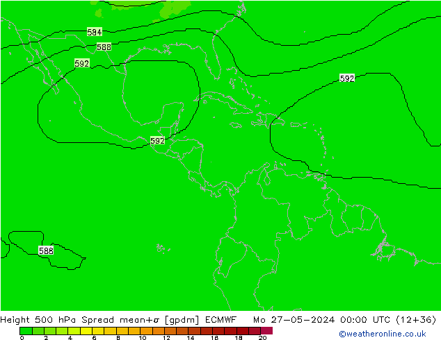 Géop. 500 hPa Spread ECMWF lun 27.05.2024 00 UTC