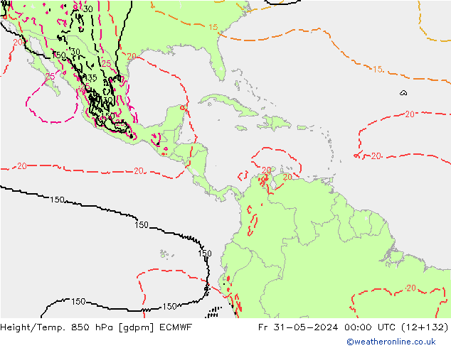 Height/Temp. 850 hPa ECMWF Sex 31.05.2024 00 UTC