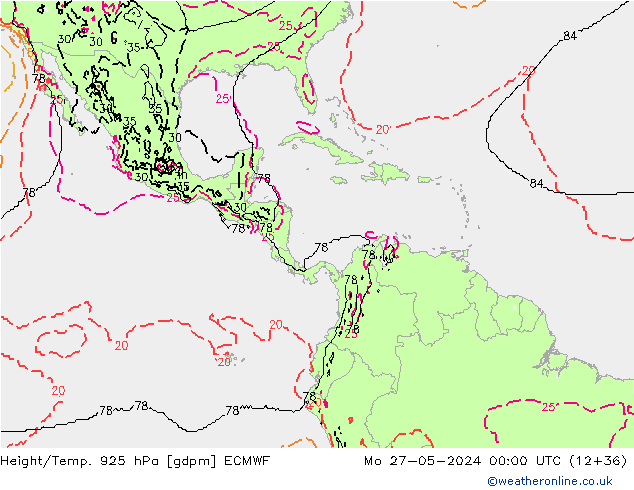 Height/Temp. 925 hPa ECMWF Po 27.05.2024 00 UTC