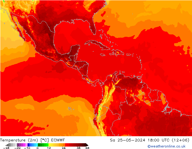 карта температуры ECMWF сб 25.05.2024 18 UTC