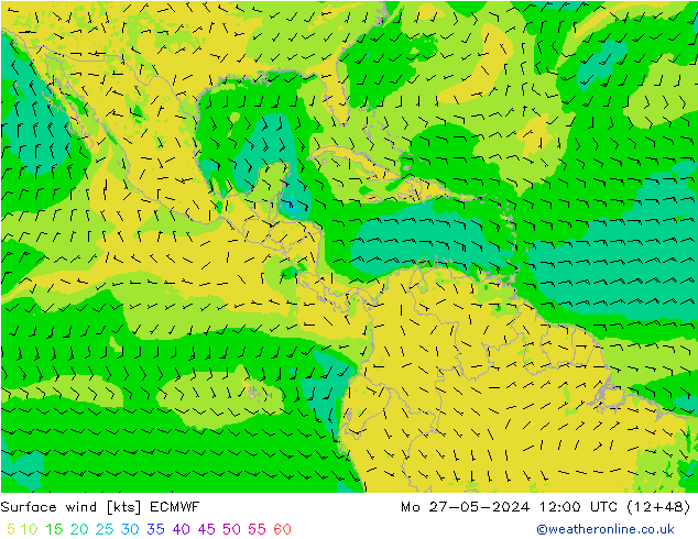 Viento 10 m ECMWF lun 27.05.2024 12 UTC