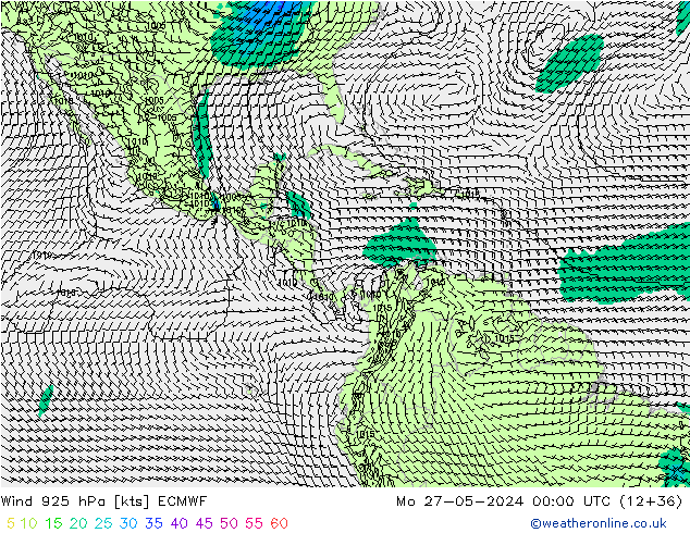 Vent 925 hPa ECMWF lun 27.05.2024 00 UTC