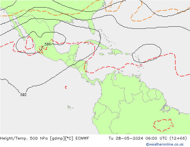 Height/Temp. 500 гПа ECMWF вт 28.05.2024 06 UTC