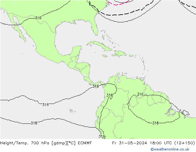 Yükseklik/Sıc. 700 hPa ECMWF Cu 31.05.2024 18 UTC