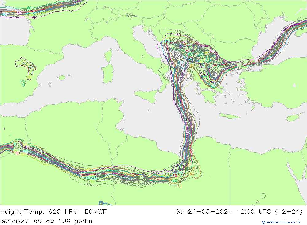 Yükseklik/Sıc. 925 hPa ECMWF Paz 26.05.2024 12 UTC