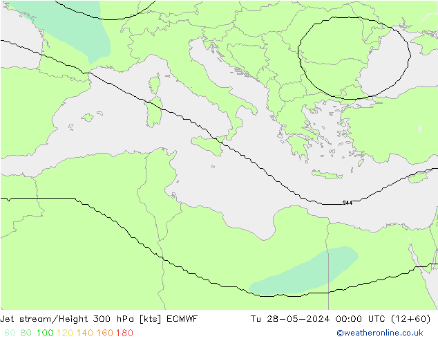 Jet stream/Height 300 hPa ECMWF Tu 28.05.2024 00 UTC