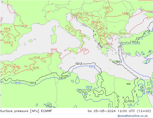 Luchtdruk (Grond) ECMWF za 25.05.2024 12 UTC