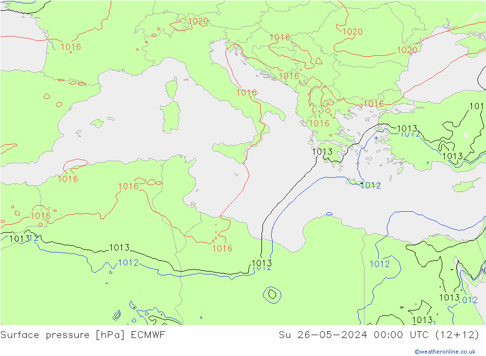 Surface pressure ECMWF Su 26.05.2024 00 UTC