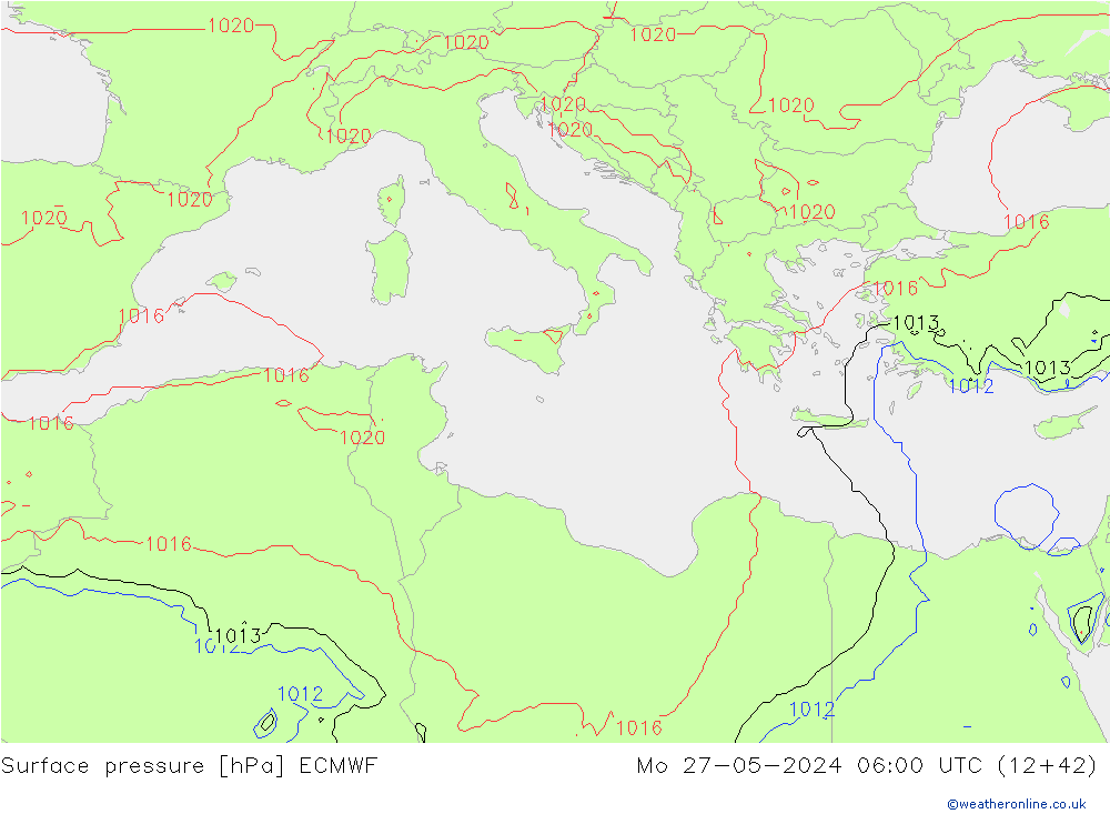 Surface pressure ECMWF Mo 27.05.2024 06 UTC