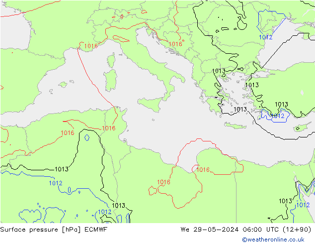 ciśnienie ECMWF śro. 29.05.2024 06 UTC