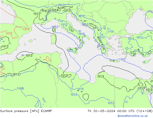 Yer basıncı ECMWF Per 30.05.2024 00 UTC