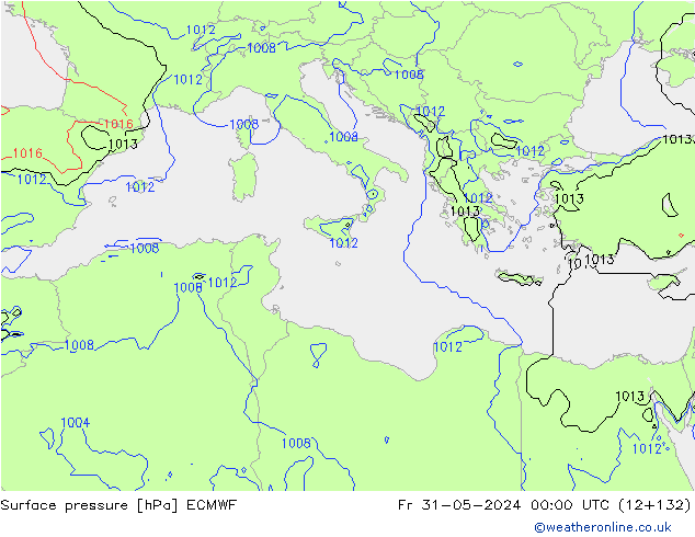 Pressione al suolo ECMWF ven 31.05.2024 00 UTC