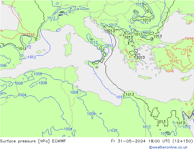 Luchtdruk (Grond) ECMWF vr 31.05.2024 18 UTC